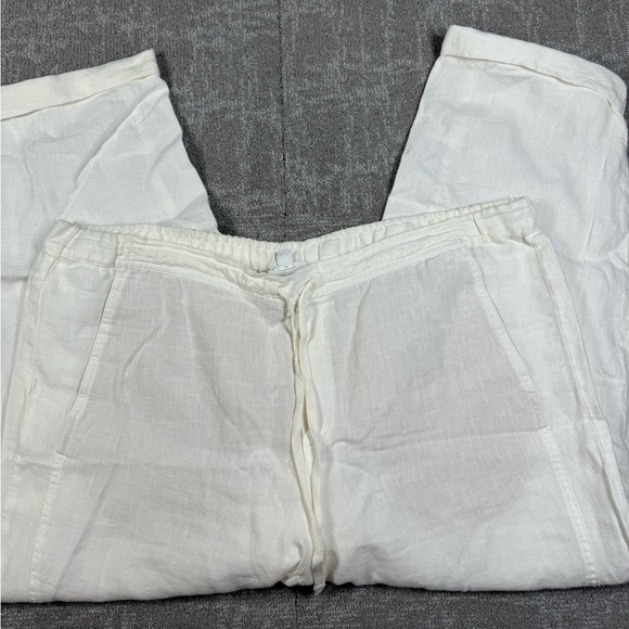 J. Jill Love Linen 100% Linen Waist Tie Crop Pant Beach Minimalist Size 2XL - Picture 1 of 8